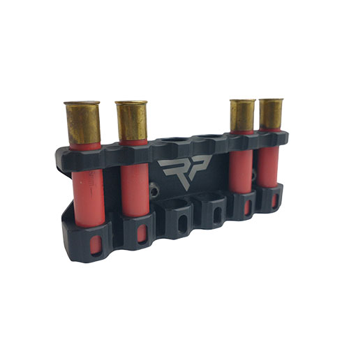 Il Lok 444 Cartridge Quiver tiene sei cartucce pronte per un rapido ricaricamento, con un sistema di ritenzione O-ring sicuro e design robusto in alluminio.